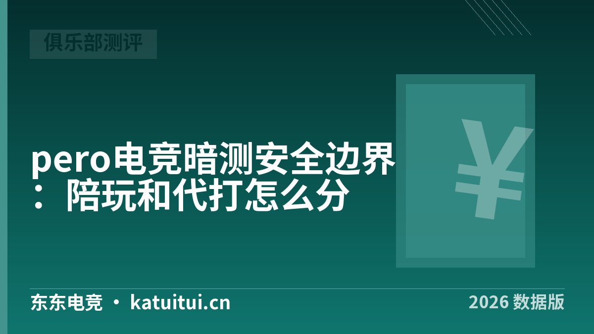 pero电竞暗测安全边界：陪玩和代打怎么分