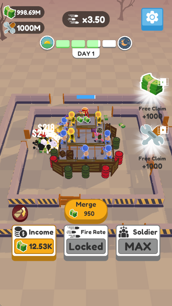 堡垒卫士游戏无限金币版(Defend City Merge Shoot Idle)截图2