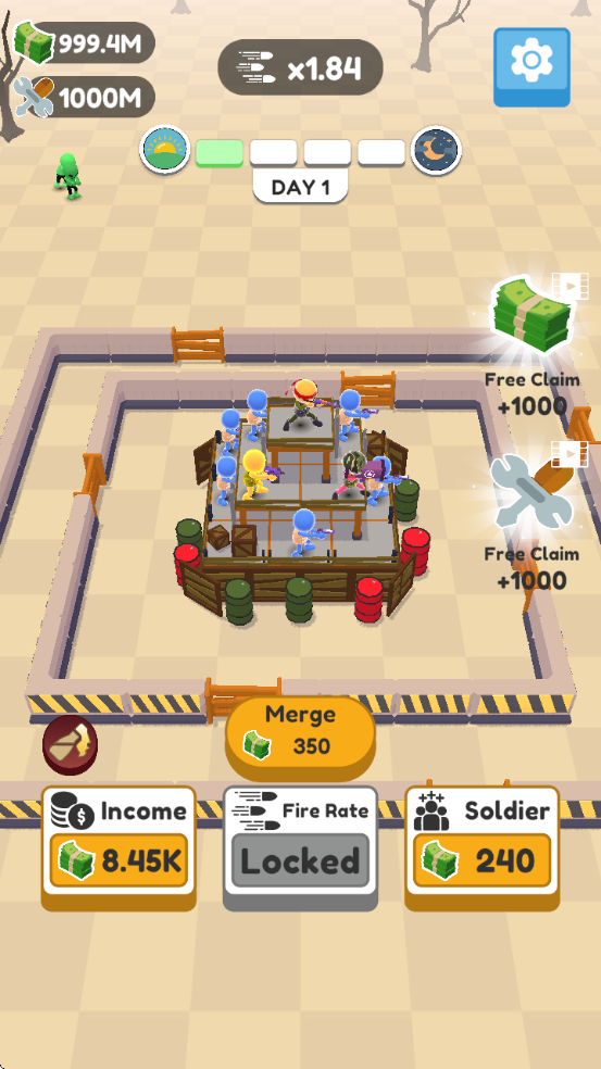 堡垒卫士游戏无限金币版(Defend City Merge Shoot Idle)截图3